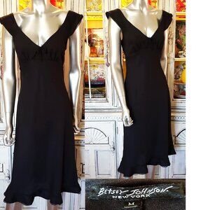 Vintage Betsey Johnson New York 90s Classic Little Black Dress Midi Slip Dress M